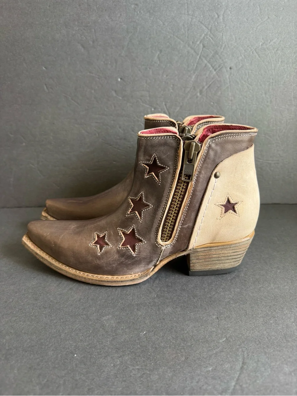 Freebird by Steven Weaver Stars Boots Snip Toe Leather Ankle Coastal Cowgirl 9 - Picture 5 of 14